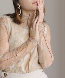 【shemoshelly】前後2WAYオリジナル柄ハイネックシアートップス