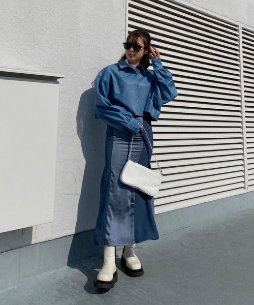 SHAGGIE（シャギー）の「切り替えサテンマーメイドスカート（スカート・レディース・ブラック/パープル/ブルー・MEDIUM/SMALL）」の15枚目の写真