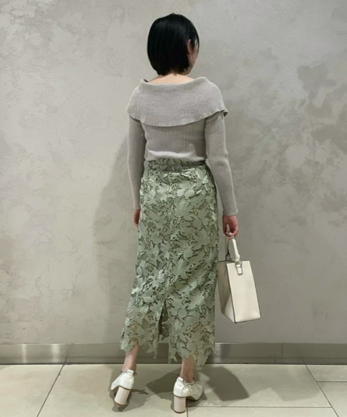 ラメフラワーレーススカート