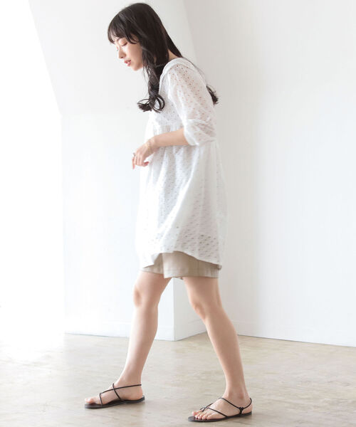 BeAMS DOT(ビームスドット)の「【WEB限定】BeAMS DOT / フリル襟 レース ミニワンピース(ワンピース・レディース・ホワイト/グリーン・FREE)」の11枚目の写真