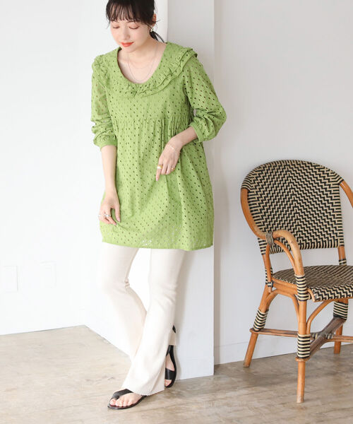 BeAMS DOT(ビームスドット)の「【WEB限定】BeAMS DOT / フリル襟 レース ミニワンピース(ワンピース・レディース・ホワイト/グリーン・FREE)」の16枚目の写真