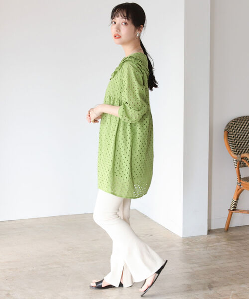 BeAMS DOT(ビームスドット)の「【WEB限定】BeAMS DOT / フリル襟 レース ミニワンピース(ワンピース・レディース・ホワイト/グリーン・FREE)」の17枚目の写真