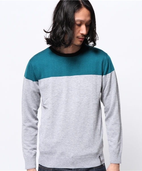 OUTLET（アウトレット）の「【CIAOPANIC TYPY】カラーブロックプルオーバー（ニット/セーター・メンズ・ネイビー/チャコールグレー・MEDIUM/SMALL）」の3枚目の写真