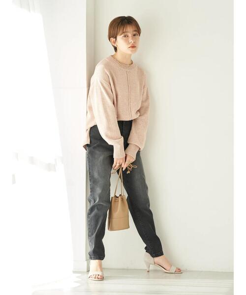 earth music&ecology(アースミュージックアンドエコロジー)の「デニム見えニットプルオーバー*(ニット/セーター・レディース・オフホワイト/ピンク/ダークブルー・FREE)」の8枚目の写真