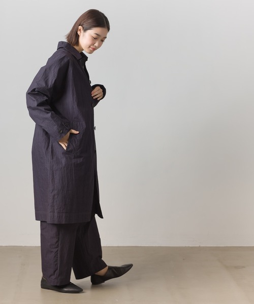OMNES（オムネス）の「コットンナイロン　ステンカラーコート（ステンカラーコート・レディース・ネイビー/ブラウン・FREE）」の3枚目の写真