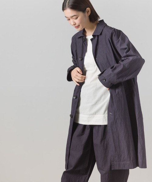 OMNES（オムネス）の「コットンナイロン　ステンカラーコート（ステンカラーコート・レディース・ネイビー/ブラウン・FREE）」の6枚目の写真
