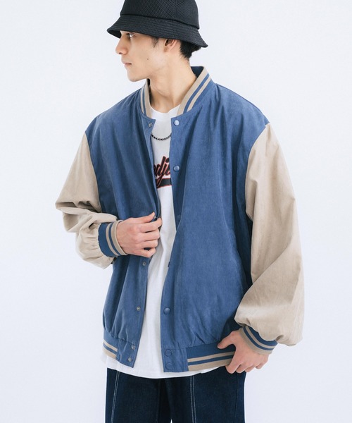 Ressaca（レサーカ）の「オーバーサイズ ピーチスキン スタジャン バーシティジャケット（スタジャン・メンズ・ブラック/ベージュ/ブルー/グリーン・M/L）」の20枚目の写真