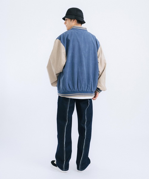 Ressaca（レサーカ）の「オーバーサイズ ピーチスキン スタジャン バーシティジャケット（スタジャン・メンズ・ブラック/ベージュ/ブルー/グリーン・M/L）」の8枚目の写真