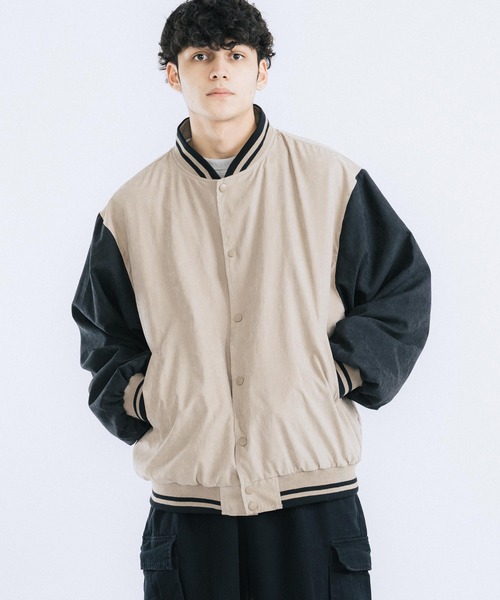 Ressaca（レサーカ）の「オーバーサイズ ピーチスキン スタジャン バーシティジャケット（スタジャン・メンズ・ブラック/ベージュ/ブルー/グリーン・M/L）」の18枚目の写真