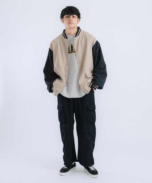 Ressaca（レサーカ）の「オーバーサイズ ピーチスキン スタジャン バーシティジャケット（スタジャン・メンズ・ブラック/ベージュ/ブルー/グリーン・M/L）」の22枚目の写真