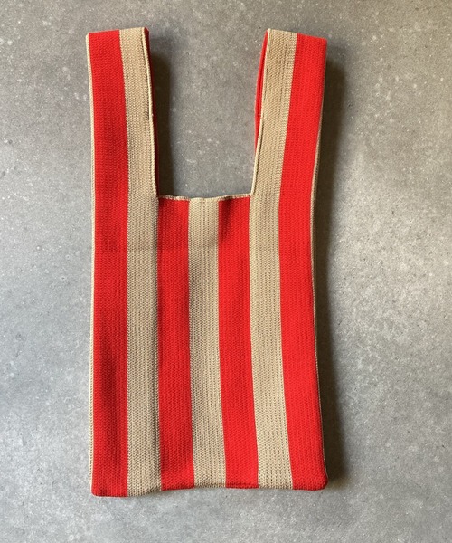 Actually（アクチュアリー）の「KNIT MARKET BAG ニット マーケットバッグ（ハンドバッグ・レディース・ブラック/レッド/ブルー/グリーン/パープル/ネイビー・フリー）」の6枚目の写真