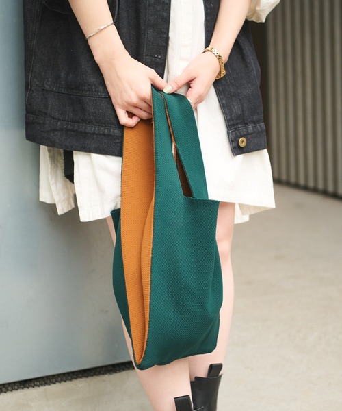 Actually（アクチュアリー）の「KNIT MARKET BAG ニット マーケットバッグ（ハンドバッグ・レディース・ブラック/レッド/ブルー/グリーン/パープル/ネイビー・フリー）」の20枚目の写真