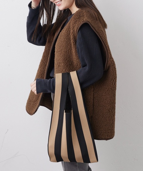 Actually（アクチュアリー）の「KNIT MARKET BAG ニット マーケットバッグ（ハンドバッグ・レディース・ブラック/レッド/ブルー/グリーン/パープル/ネイビー・フリー）」の8枚目の写真