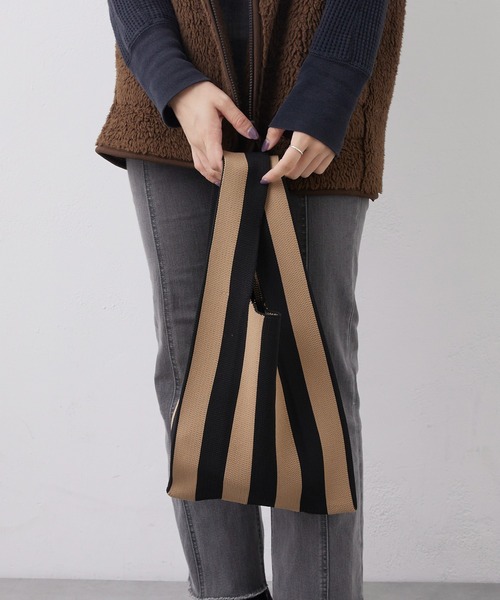 Actually（アクチュアリー）の「KNIT MARKET BAG ニット マーケットバッグ（ハンドバッグ・レディース・ブラック/レッド/ブルー/グリーン/パープル/ネイビー・フリー）」の10枚目の写真