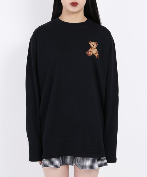 WC（ダブル シー）の「クマ刺繍ロンT（Tシャツ/カットソー・レディース・ホワイト/ブラック・FREE）」の3枚目の写真