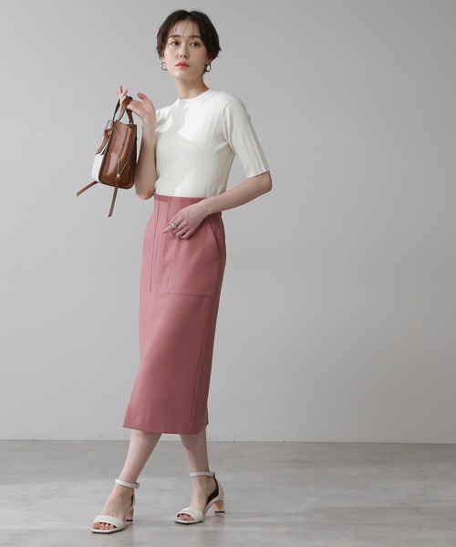 N.（N. Natural Beauty Basic）（エヌエヌナチュラルビューティーベーシック）の「◆コットンレーヨンランダムリブニット（ニット/セーター・レディース・グレイッシュベージュ/クリーム/ブルー/ネイビー/イエロー・MEDIUM）」の17枚目の写真