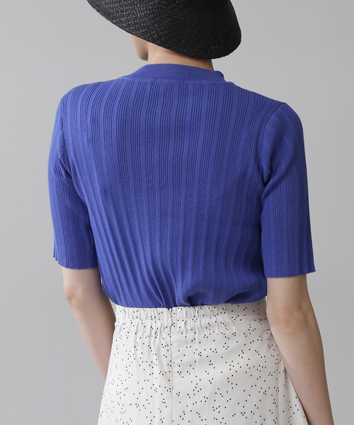 N.（N. Natural Beauty Basic）（エヌエヌナチュラルビューティーベーシック）の「◆コットンレーヨンランダムリブニット（ニット/セーター・レディース・グレイッシュベージュ/クリーム/ブルー/ネイビー/イエロー・MEDIUM）」の14枚目の写真