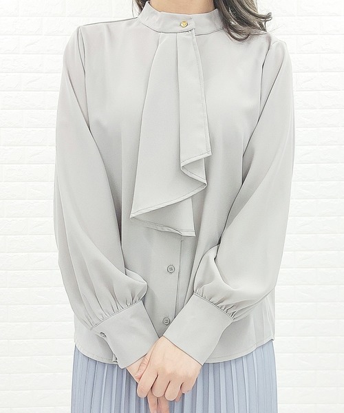 Lace Ladies（レースレディース）の「ボウタイ ボリューム袖 ブラウス 無地（シャツ/ブラウス・レディース・ミント/ホワイト/グレー/ブラック/アイボリー・FREE）」の4枚目の写真