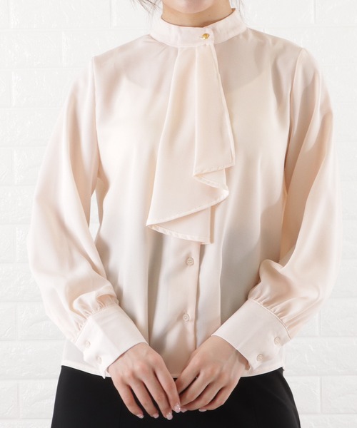 Lace Ladies（レースレディース）の「ボウタイ ボリューム袖 ブラウス 無地（シャツ/ブラウス・レディース・ミント/ホワイト/グレー/ブラック/アイボリー・FREE）」の3枚目の写真