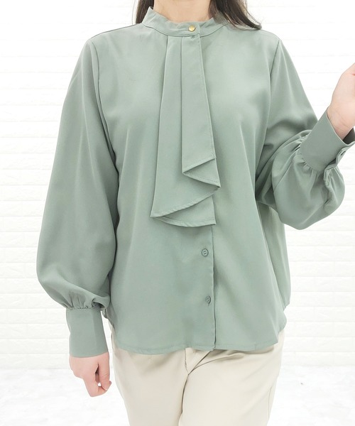 Lace Ladies（レースレディース）の「ボウタイ ボリューム袖 ブラウス 無地（シャツ/ブラウス・レディース・ミント/ホワイト/グレー/ブラック/アイボリー・FREE）」の13枚目の写真