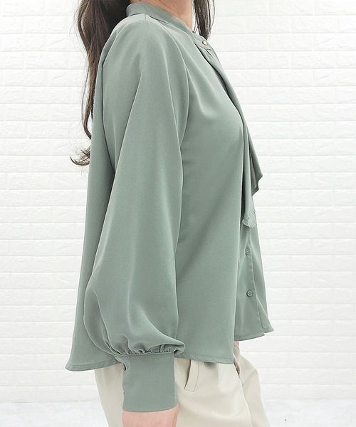 Lace Ladies（レースレディース）の「ボウタイ ボリューム袖 ブラウス 無地（シャツ/ブラウス・レディース・ミント/ホワイト/グレー/ブラック/アイボリー・FREE）」の14枚目の写真