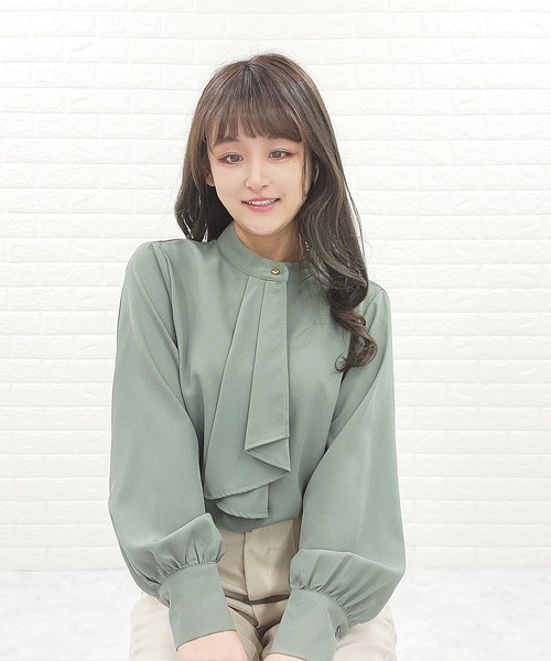 Lace Ladies（レースレディース）の「ボウタイ ボリューム袖 ブラウス 無地（シャツ/ブラウス・レディース・ミント/ホワイト/グレー/ブラック/アイボリー・FREE）」の15枚目の写真