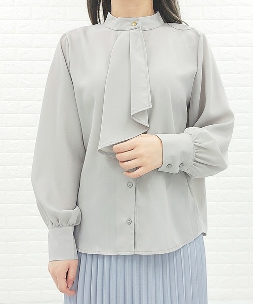 Lace Ladies（レースレディース）の「ボウタイ ボリューム袖 ブラウス 無地（シャツ/ブラウス・レディース・ミント/ホワイト/グレー/ブラック/アイボリー・FREE）」の18枚目の写真