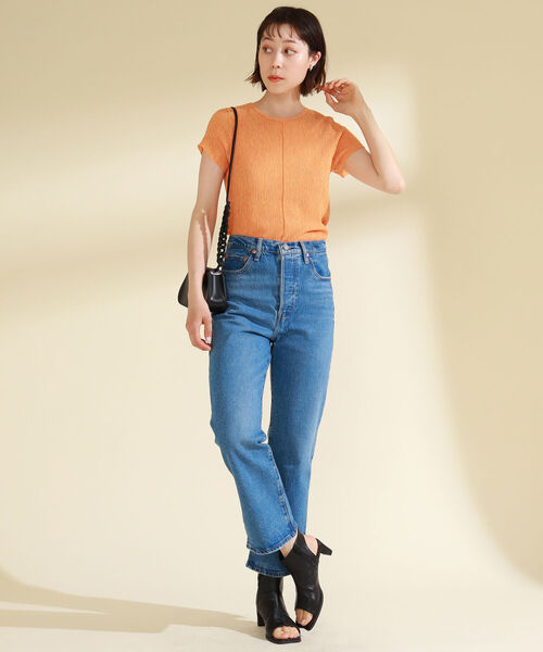 Ray BEAMS（レイビームス）の「Ray BEAMS / センターシーム キリカエ Tシャツ（Tシャツ/カットソー・レディース・ブラック×ホワイト/オレンジ・ONE SIZE）」の18枚目の写真