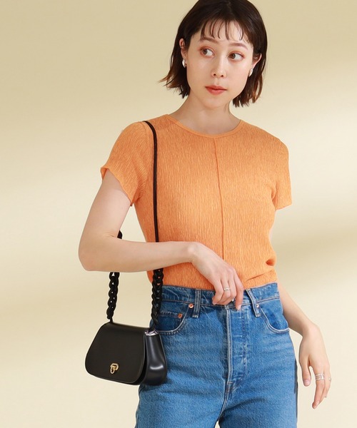 Ray BEAMS（レイビームス）の「Ray BEAMS / センターシーム キリカエ Tシャツ（Tシャツ/カットソー・レディース・ブラック×ホワイト/オレンジ・ONE SIZE）」の13枚目の写真