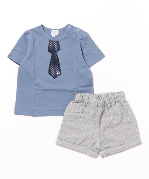 HAKKA BABY（ハッカベビー）の「[ベビー]半袖Tシャツパンツセット（アンサンブル・キッズ・ネイビー/オフホワイト/ブルー・M）」の3枚目の写真