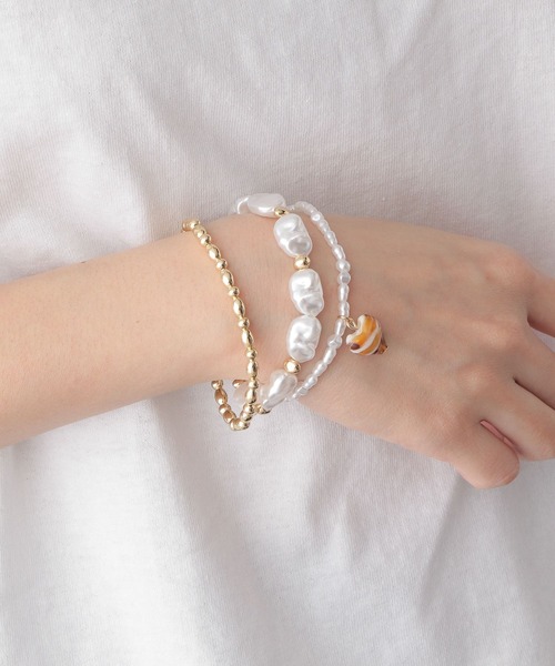 LOWRYS FARM（ローリーズファーム）の「3SETゴムブレス　273978（ブレスレット・レディース・ホワイト/その他1/ブルー系その他・FREE）」の2枚目の写真