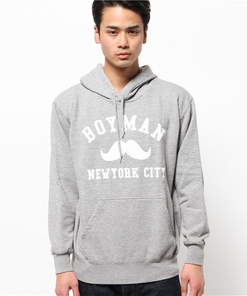 WHO'S WHO gallery(フーズフーギャラリー)の「【期間限定セール】【BOYMAN】クラックカレッジフードパーカー(パーカー・メンズ・ホワイト/ネイビー/グレー/ブラック・MEDIUM/SMALL/LARGE)」の5枚目の写真