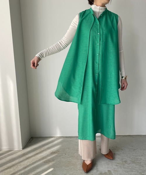 210nouve（トゥージュヌーブ）の「2WAYレイヤード風ノースリワンピース（ワンピース・レディース・ホワイト/ブラック/レッド/グリーン・FREE）」の18枚目の写真