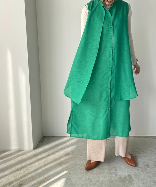 210nouve（トゥージュヌーブ）の「2WAYレイヤード風ノースリワンピース（ワンピース・レディース・ホワイト/ブラック/レッド/グリーン・FREE）」の19枚目の写真