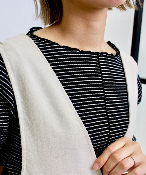 MLI'A（エムリア）の「ボーダーメロウトップス（Tシャツ/カットソー・レディース・ホワイト×ブラック/ホワイト×イエロー/ブラック×ホワイト/ピンク系2/レッド系3・M）」の10枚目の写真