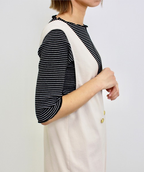 MLI'A（エムリア）の「ボーダーメロウトップス（Tシャツ/カットソー・レディース・ホワイト×ブラック/ホワイト×イエロー/ブラック×ホワイト/ピンク系2/レッド系3・M）」の7枚目の写真