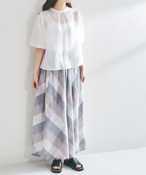 acro（アクロ）の「シアーパフスリーブ/AC1372（シャツ/ブラウス・レディース・ホワイト/ブラック/イエロー・ﾌﾘ-）」の14枚目の写真