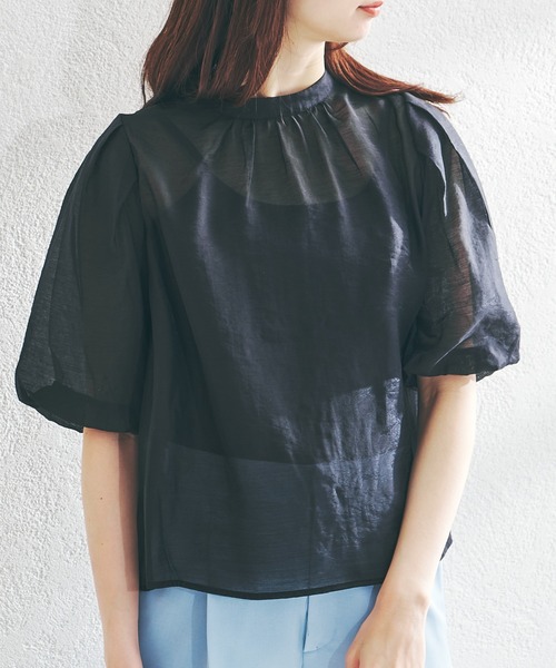 acro（アクロ）の「シアーパフスリーブ/AC1372（シャツ/ブラウス・レディース・ホワイト/ブラック/イエロー・ﾌﾘ-）」の12枚目の写真