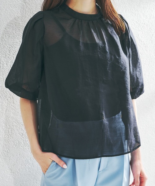 acro（アクロ）の「シアーパフスリーブ/AC1372（シャツ/ブラウス・レディース・ホワイト/ブラック/イエロー・ﾌﾘ-）」の16枚目の写真