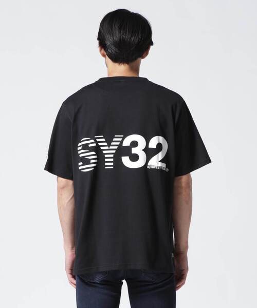 SY32 by SWEET YEARS（エスワイサーティトゥバイスィートイヤーズ）の「SY32 by SWEETYEARS /エスワイサーティトゥバイ スィートイヤーズ/BORDER MIXLOGO BIG TEE（Tシャツ/カットソー・メンズ・ホワイト/ブラック・FREE）」の4枚目の写真