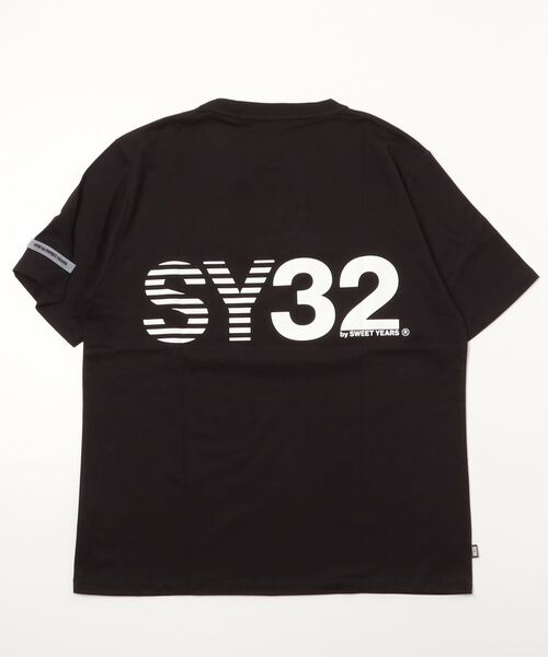 SY32 by SWEET YEARS（エスワイサーティトゥバイスィートイヤーズ）の「SY32 by SWEETYEARS /エスワイサーティトゥバイ スィートイヤーズ/BORDER MIXLOGO BIG TEE（Tシャツ/カットソー・メンズ・ホワイト/ブラック・FREE）」の8枚目の写真