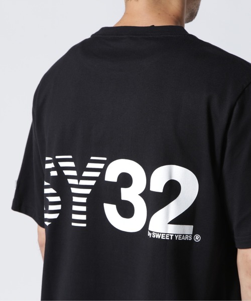 SY32 by SWEET YEARS（エスワイサーティトゥバイスィートイヤーズ）の「SY32 by SWEETYEARS /エスワイサーティトゥバイ スィートイヤーズ/BORDER MIXLOGO BIG TEE（Tシャツ/カットソー・メンズ・ホワイト/ブラック・FREE）」の12枚目の写真