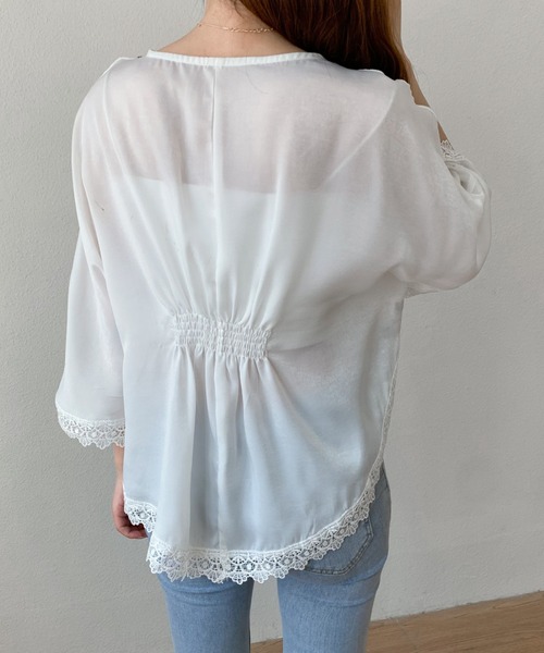 ABITOKYO(アビトーキョー)の「カラー刺繍ブラウス(シャツ/ブラウス・レディース・ベージュ/ネイビー/ホワイト・S/M)」の5枚目の写真
