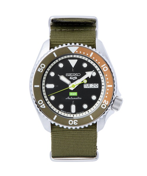 HUF(ハフ)の「SEIKO 5 SPORTS HUF LIMITED EDITION OLIVE / HUF 腕時計 オリーブ(アナログ腕時計・メンズ・オリーブ・O/S)」の1枚目の写真