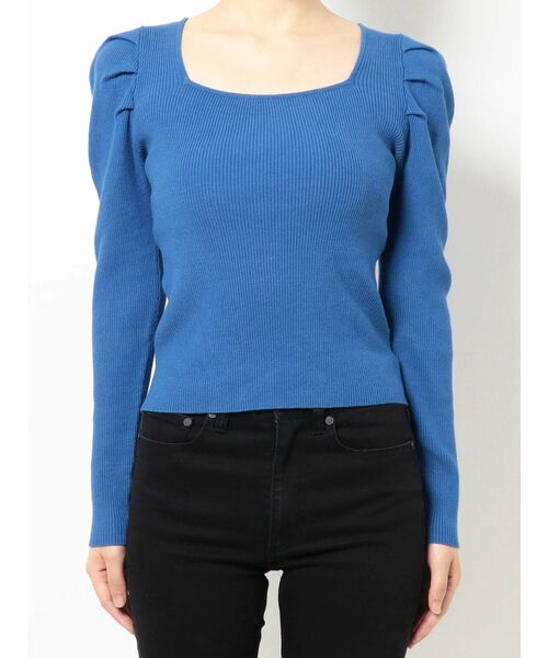 MURUA（ムルーア）の「スクエアネックパフショルダーニット（ニット/セーター・レディース・ブラック/ピンク/ブルー/アイボリー/ダークグレー・FREE）」の19枚目の写真