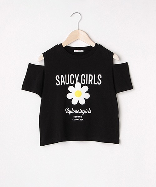 by LOVEiT（バイラビット）の「デイジースリット半袖Tシャツ（Tシャツ/カットソー・キッズ・ブラック/オフホワイト/グリーン・140cm/160cm/130cm/120cm/150cm）」の3枚目の写真