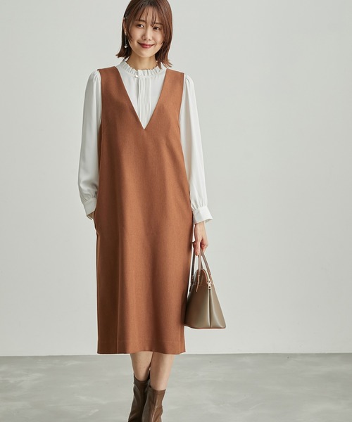 ROPE' PICNIC(ロペピクニック)の「ラナテックジャンスカワンピース(ジャンパースカート・レディース・ブラック/ブラウン系その他3/ベージュ/グリーン系その他/サックスブルー/レンガ・36/38)」の6枚目の写真