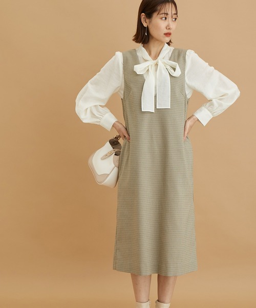 ROPE' PICNIC(ロペピクニック)の「ラナテックジャンスカワンピース(ジャンパースカート・レディース・ブラック/ブラウン系その他3/ベージュ/グリーン系その他/サックスブルー/レンガ・36/38)」の16枚目の写真