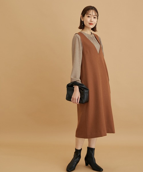 ROPE' PICNIC(ロペピクニック)の「ラナテックジャンスカワンピース(ジャンパースカート・レディース・ブラック/ブラウン系その他3/ベージュ/グリーン系その他/サックスブルー/レンガ・36/38)」の13枚目の写真