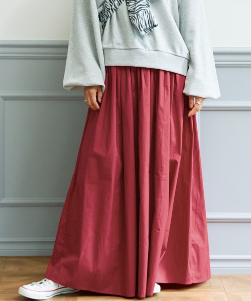 coca（coca）（コカ）の「ポプリンスカート（スカート・レディース・ブラック/グレー/レッド/アイボリー・SHORT/LONG）」の4枚目の写真